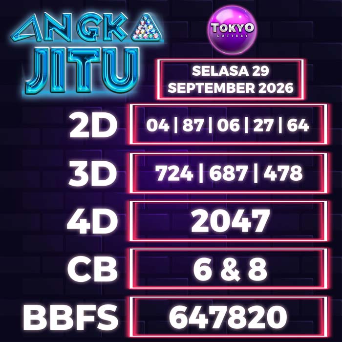 angka jitu TOKYO 29-Sep-2026